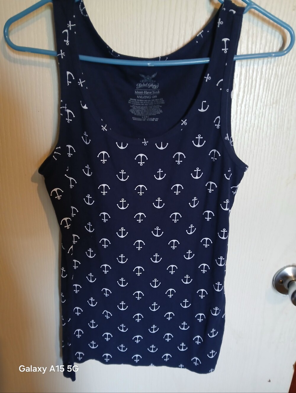 Nautical Anchor Print Tank Top - Navy
